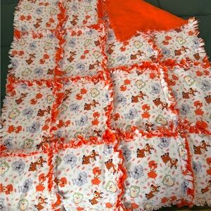Cozy Orange & White Baby Rag Quilt - Animal Print